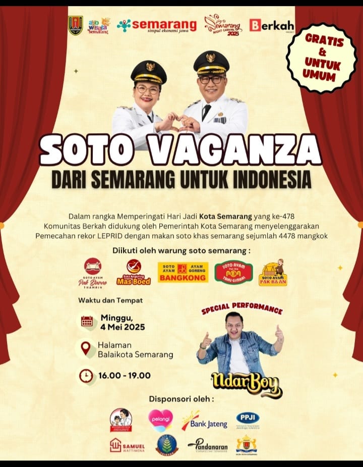 Rekor LEPRID 4478 Mangkuk di Soto Vagnza Meriahkan HUT Kota Semarang 2025.