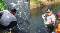 Bupati Semarang, Ngesti Nugraha mengambil sampel air Sungai Kali Gung Bupati Semarang, Ngesti Nugraha mengambil sampel air Sungai Kali Gung