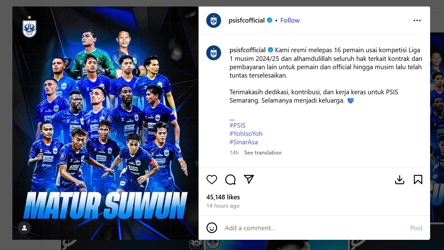 PSIS lepas 16 pemain inti