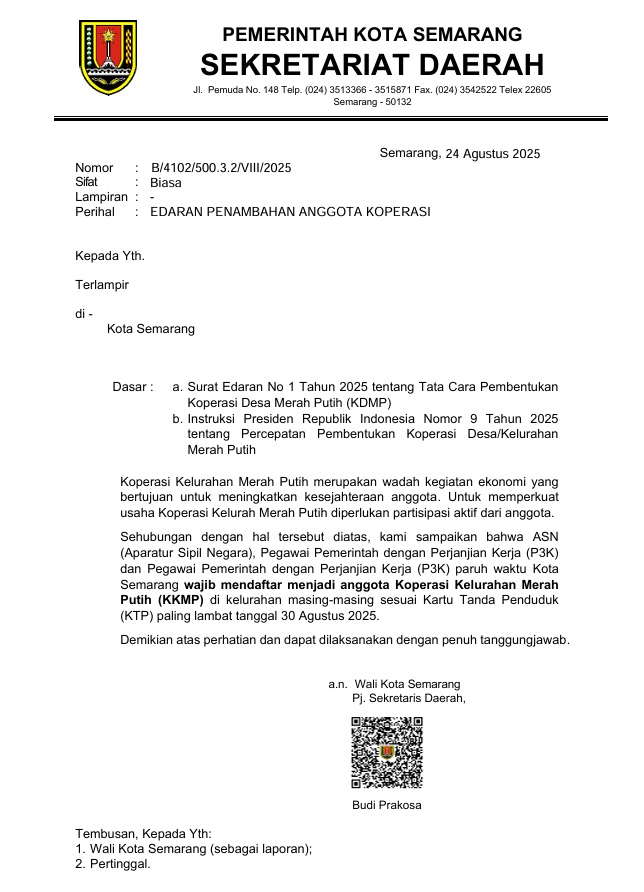 SE penambahan anggota Koperasi Kelurahan Merah Putih