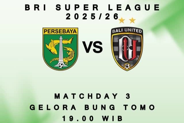 Jadwal siaran langsung Persebaya vs Bali United, Sabtu 23 Agustus 2025