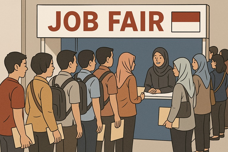 ilustrasi bursa kerja atau job fair (AI Generated/ Copilot)) ilustrasi bursa kerja atau job fair (AI Generated/ Copilot))