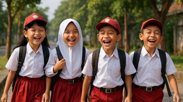 Ilustrasi anak sekolah (AI generated/ Copilot)