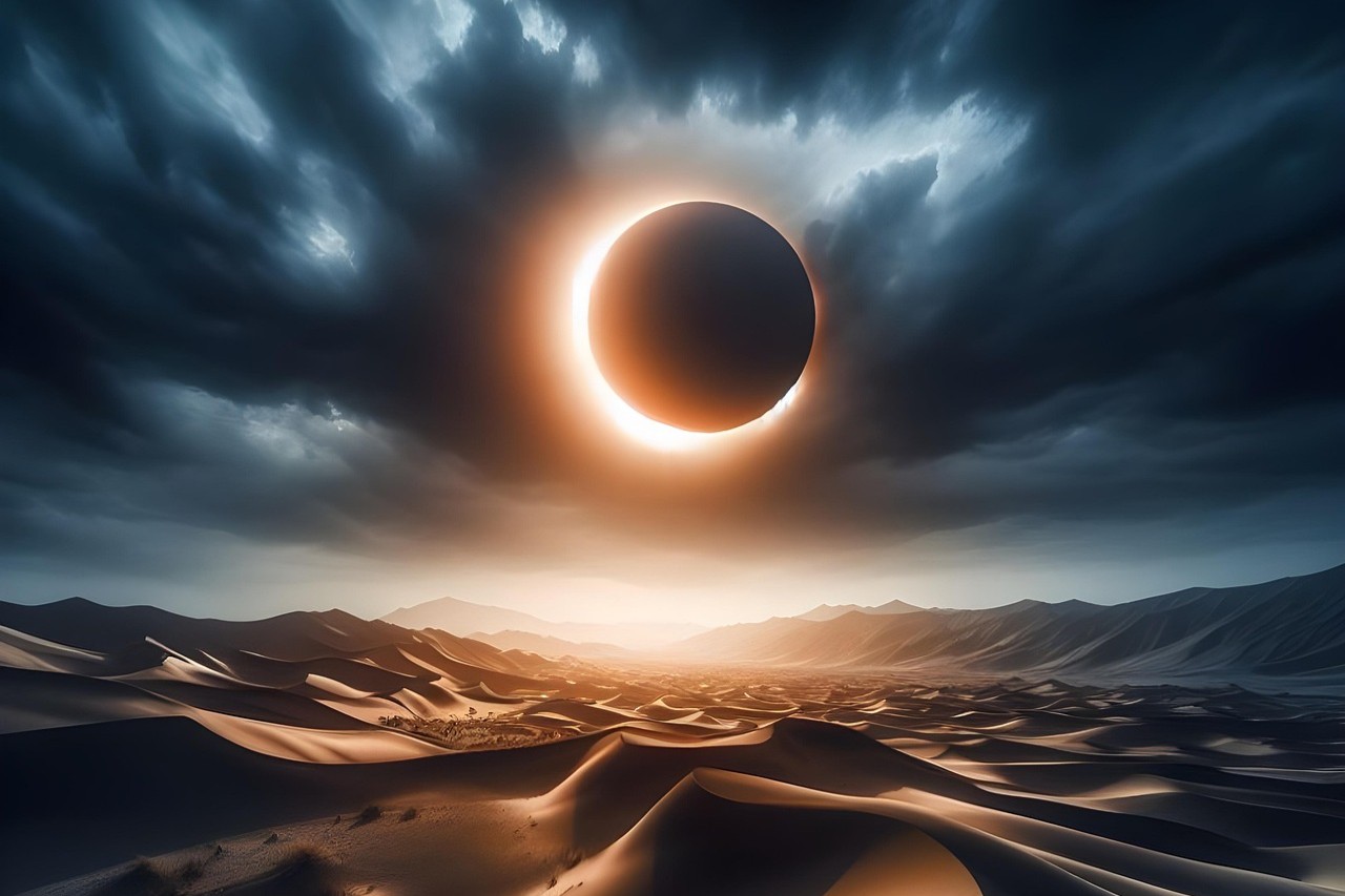 ilustrasi gerhana matahari total (pixabay/myshoun)