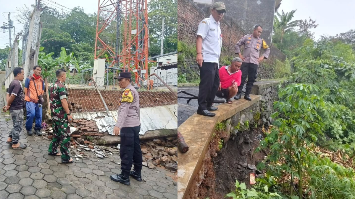longsor dan tembok tower roboh terjadi di Banyumanik, Rabu 5 November 2025 (foto: Polsek Banyumanik)