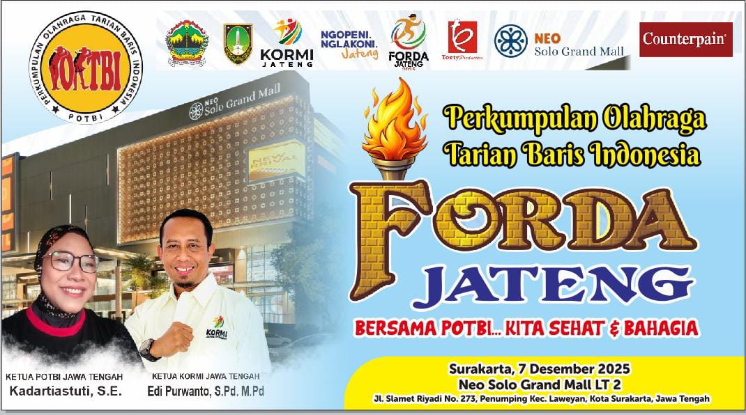 Kegiatan Forda POTBI Jateng akan berlangsung pada Minggu, 7 Desember 2025 di Neo Solo Grand Mall