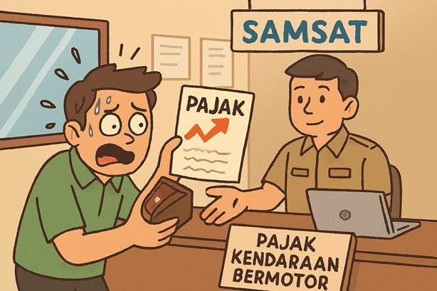 ilustrasi kenaikan pajak kendaraan bermotor (AI Generated/ Copilot)