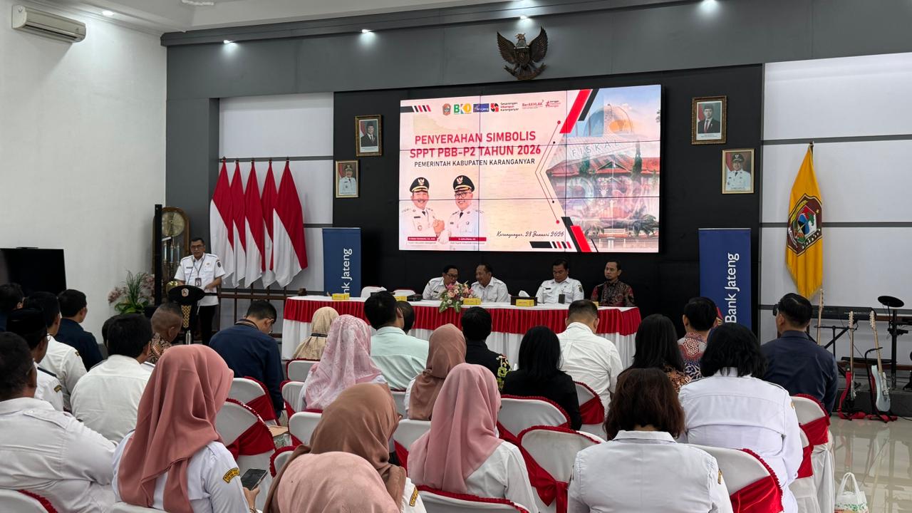 Bank Jateng dan Pemkab Karanganyar meluncurkan layanan Smart Billing untuk pembayaran PBB, Rabu 28 Januari 2026 (foto: Bank Jateng)
