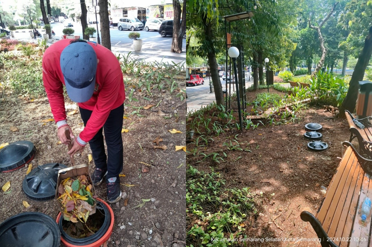 Komposter di taman kota Semarang digunakan untuk mengolah sampah organik menjadi kompos ramah lingkungan (foto: Disperkim Kota Semarang)