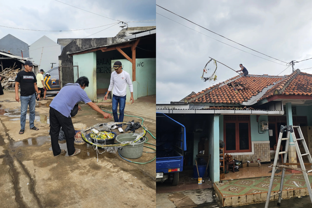 Kerangka balon udara diamankan polisi usai insiden ledakan di Tembalang (foto: Polsek Tembalang)