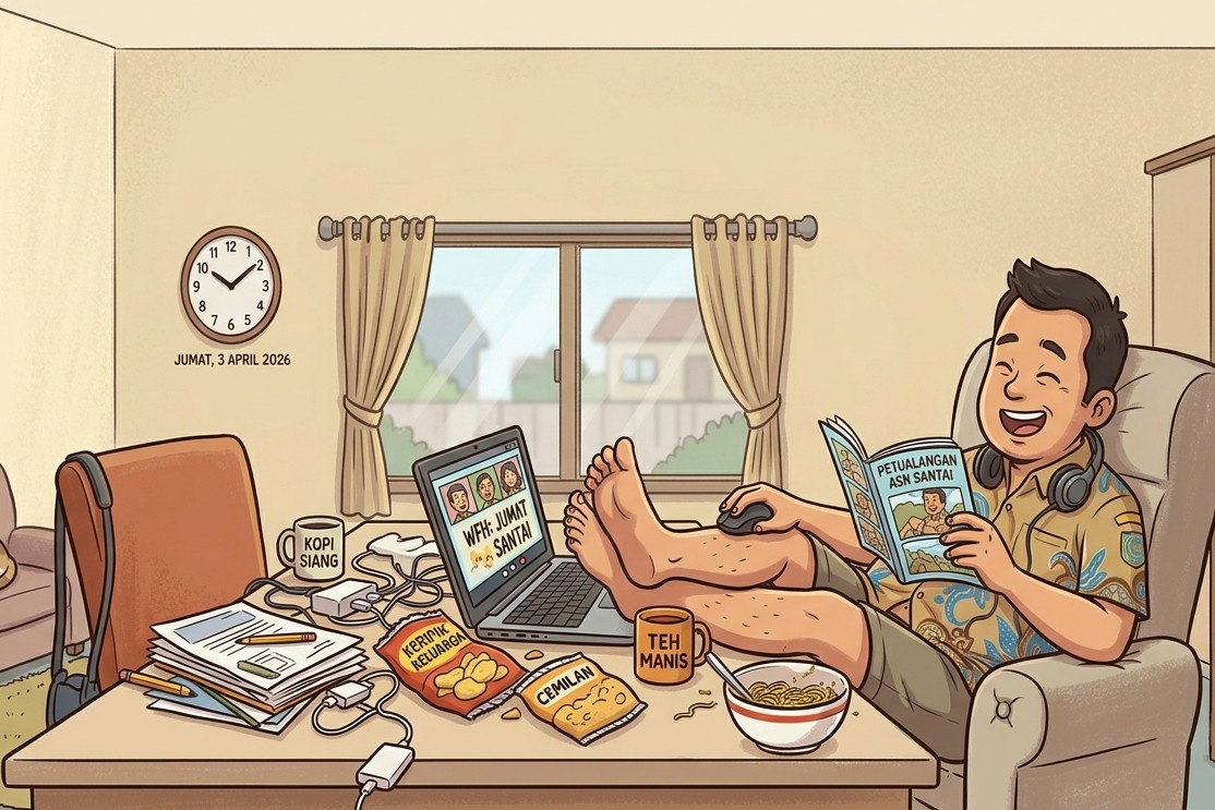 ilustrasi ASN WFH (AI Generated/ Gemini)