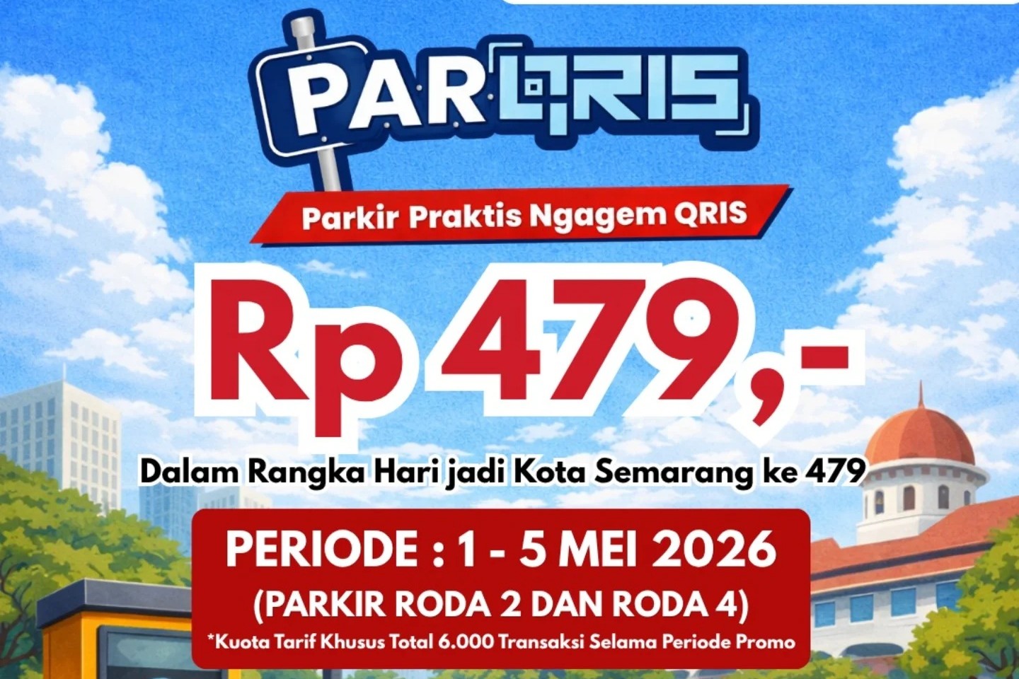 Parkir dalam rangka HUT Kota Semarang (instagram @dishubkotasmg)