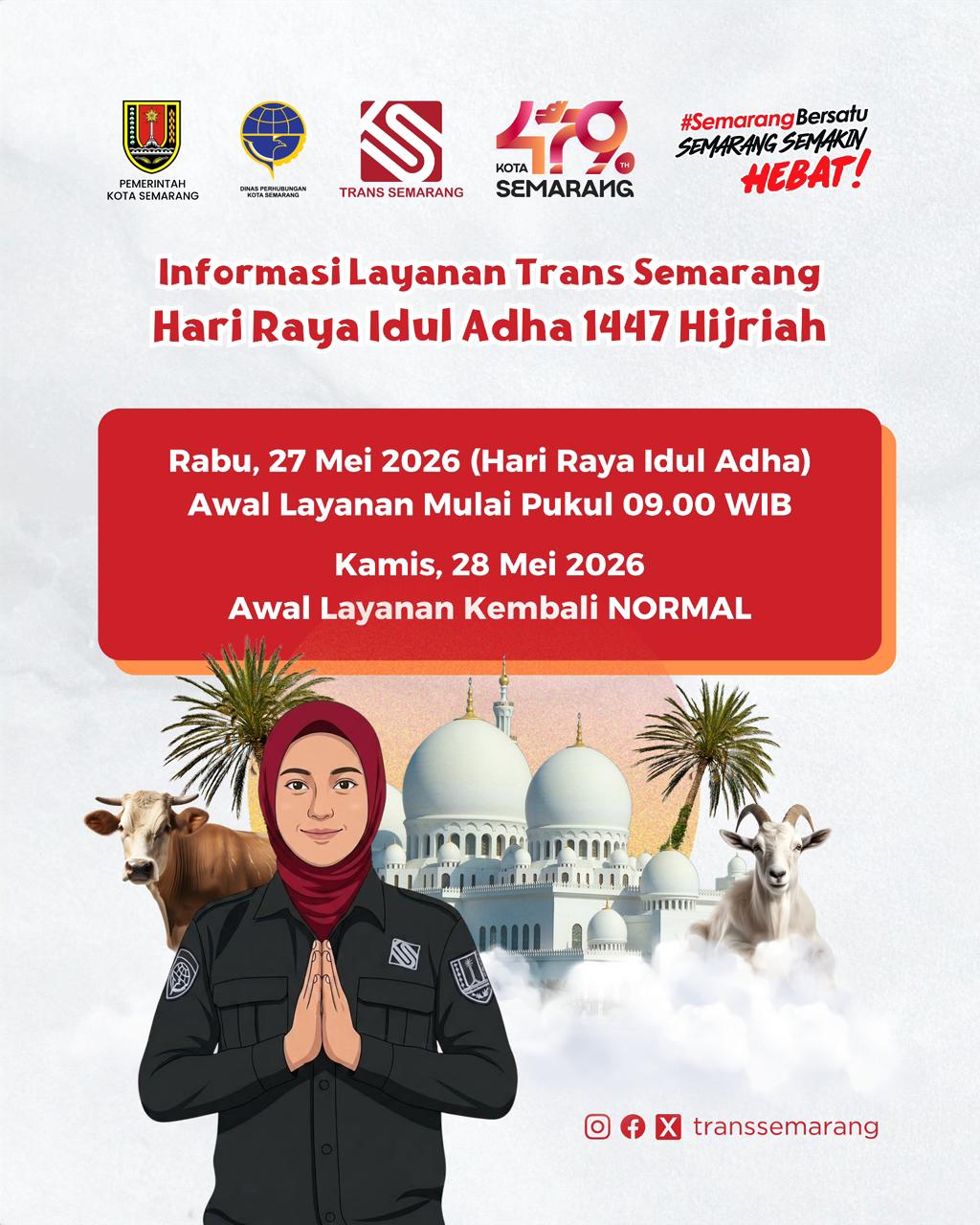 jadwal operasional Trans Semarang saat Iduladha 1447 H