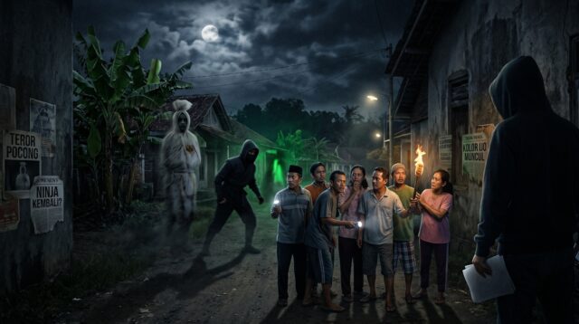 ilustrasi teror pocong (AI Generated)