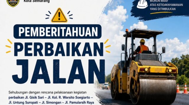 Perbaikan Jalan Pamularsih Raya (instagram @dpukotasmg)