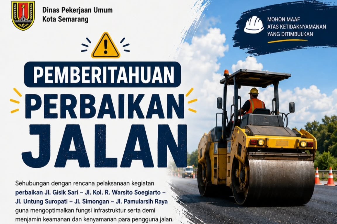 Perbaikan Jalan Pamularsih Raya (instagram @dpukotasmg)