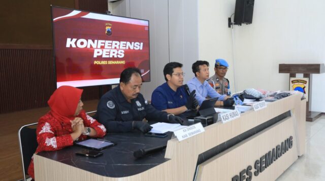 Konferensi pers di Aula Condrowulan Polres Semarang terkait kasus pencabulan di Ponpes Susukan 11 Juni 2026 (foto: Polres Semarang)