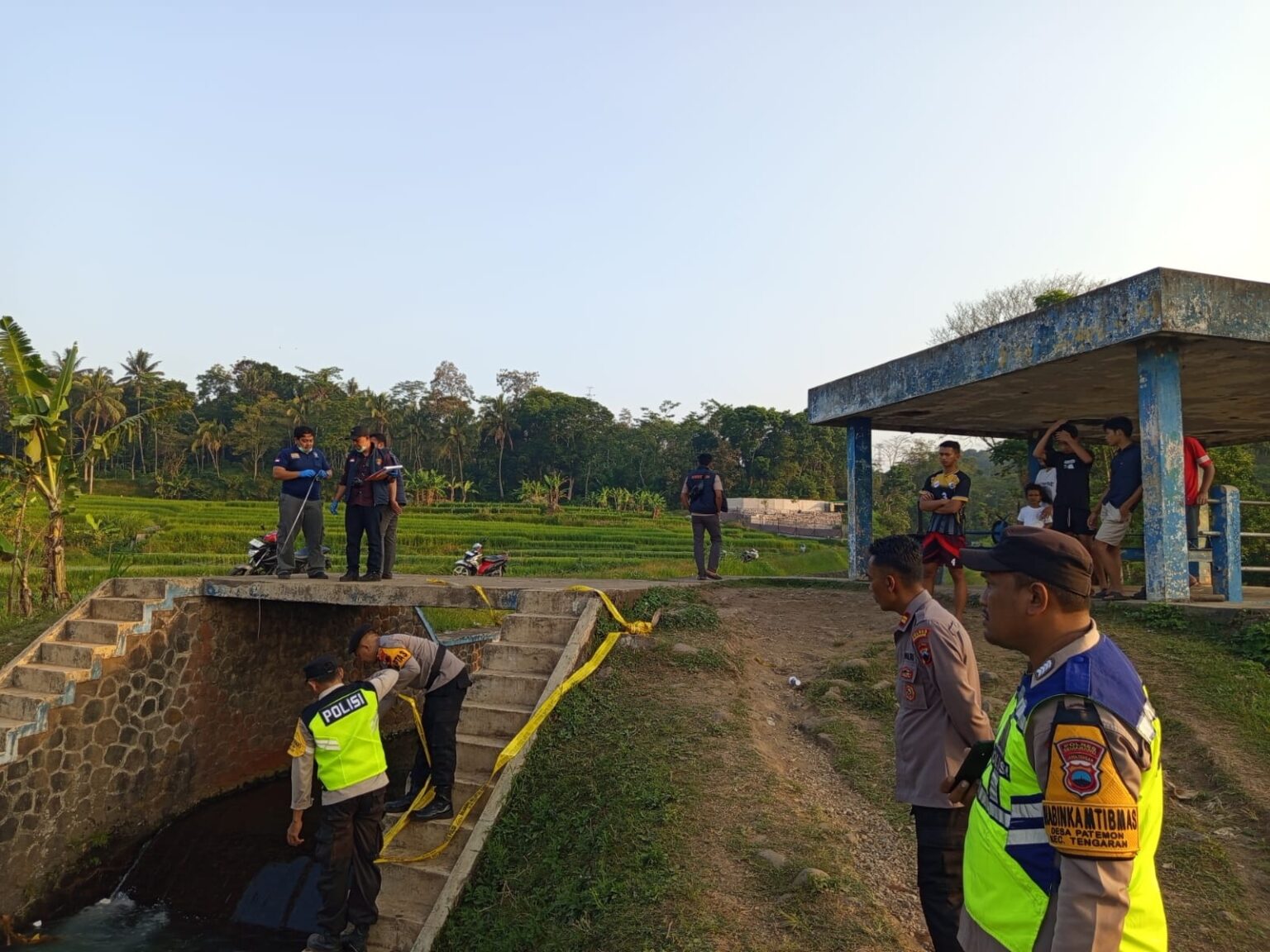 Lokasi pintu air Dusun Manggisan, Desa Tegalwaton, Tengaran, tempat pelajar tenggelam (foto: Polres Semarang)