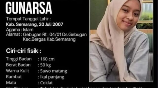 Mozza Axillia Gunarsa yang dilaporkan hilang (foto: Polres Semarang)