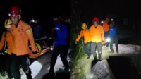 Proses evakuasi pemuda asal Yogyakarta yang jatuh ke jurang di Curug Lawe (Basarnas Semarang)