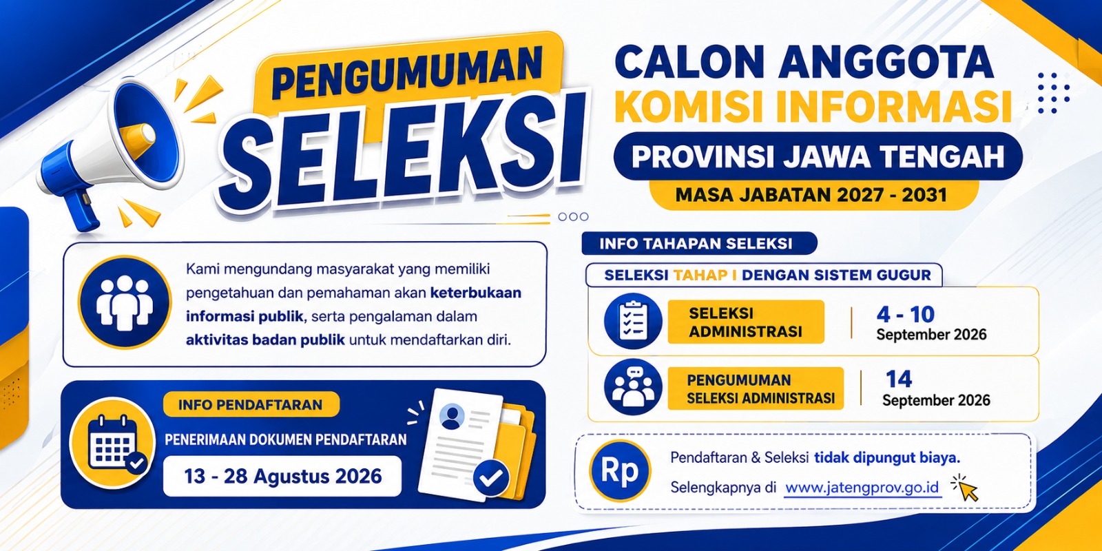 Pemprov Jateng Buka Seleksi Calon Anggota Komisi Informasi Masa Jabatan 2027-2031
