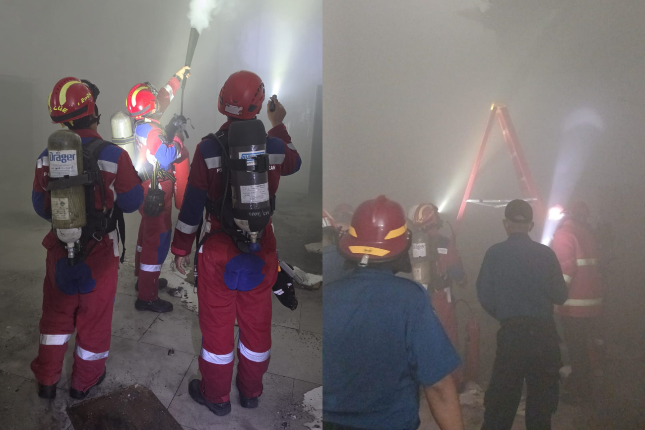 Petugas Dinas Pemadam Kebakaran Kota Semarang saat menangani insiden kepulan asap di lift barang Mal The Park Semarang, Rabu 12 Agustus 2026 (foto: Dinas Damkar Kota Semarang)
