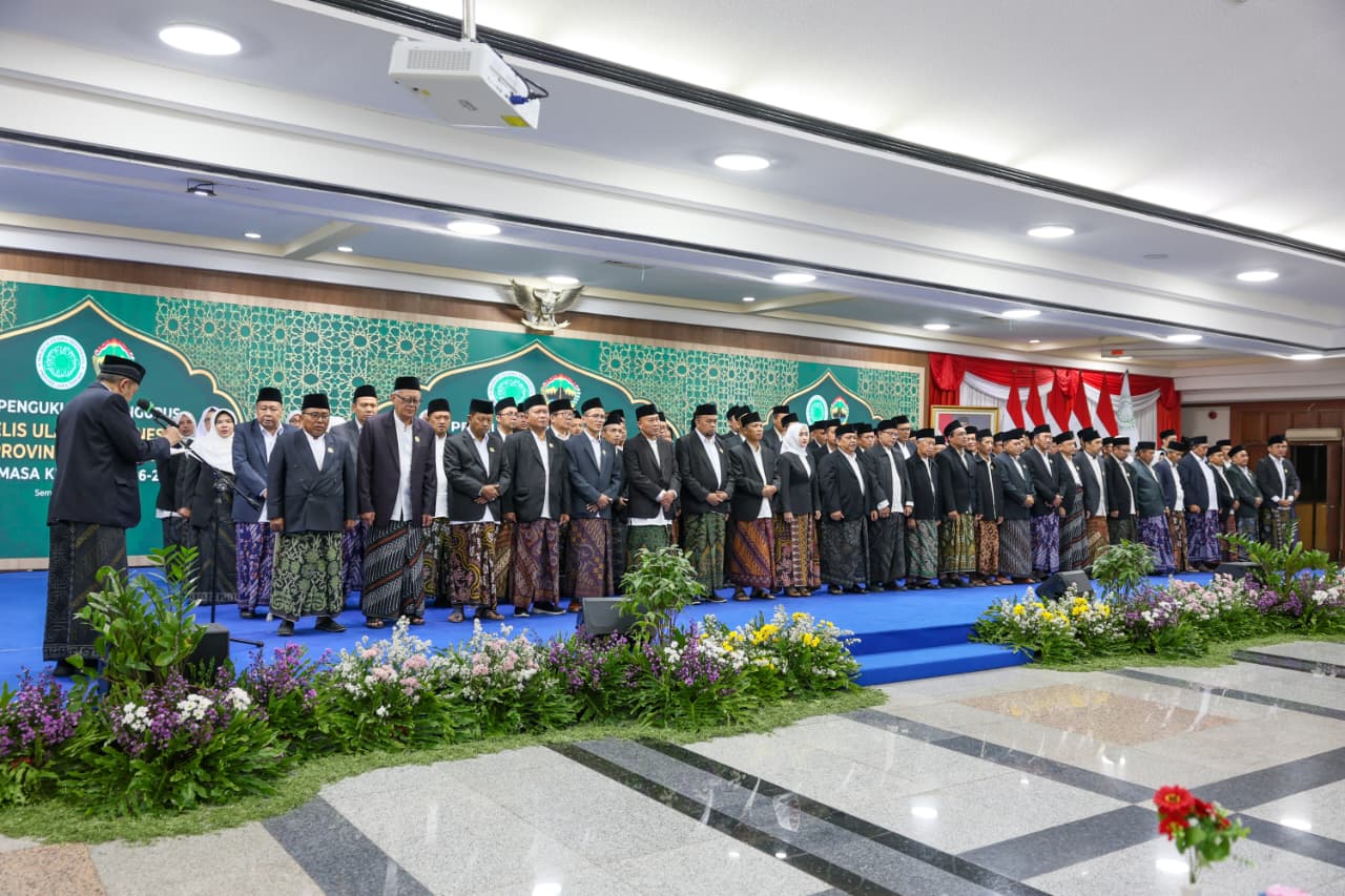 Pengukuhan Pengurus Majelis Ulama Indonesia (MUI) Provinsi Jawa Tengah Masa Khidmah 2026–2031 di Gedung Gradhika Bhakti Praja, Semarang, pada Senin, 24 Agustus 2026 (foto: MUI Jateng)