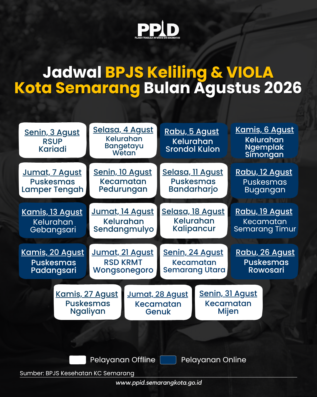 Jadwal BPJS Keliling Kota Semarang bulan Agustus 2026