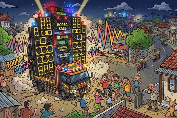 ilustrasi sound horeg (AI Generated/ Gemini)
